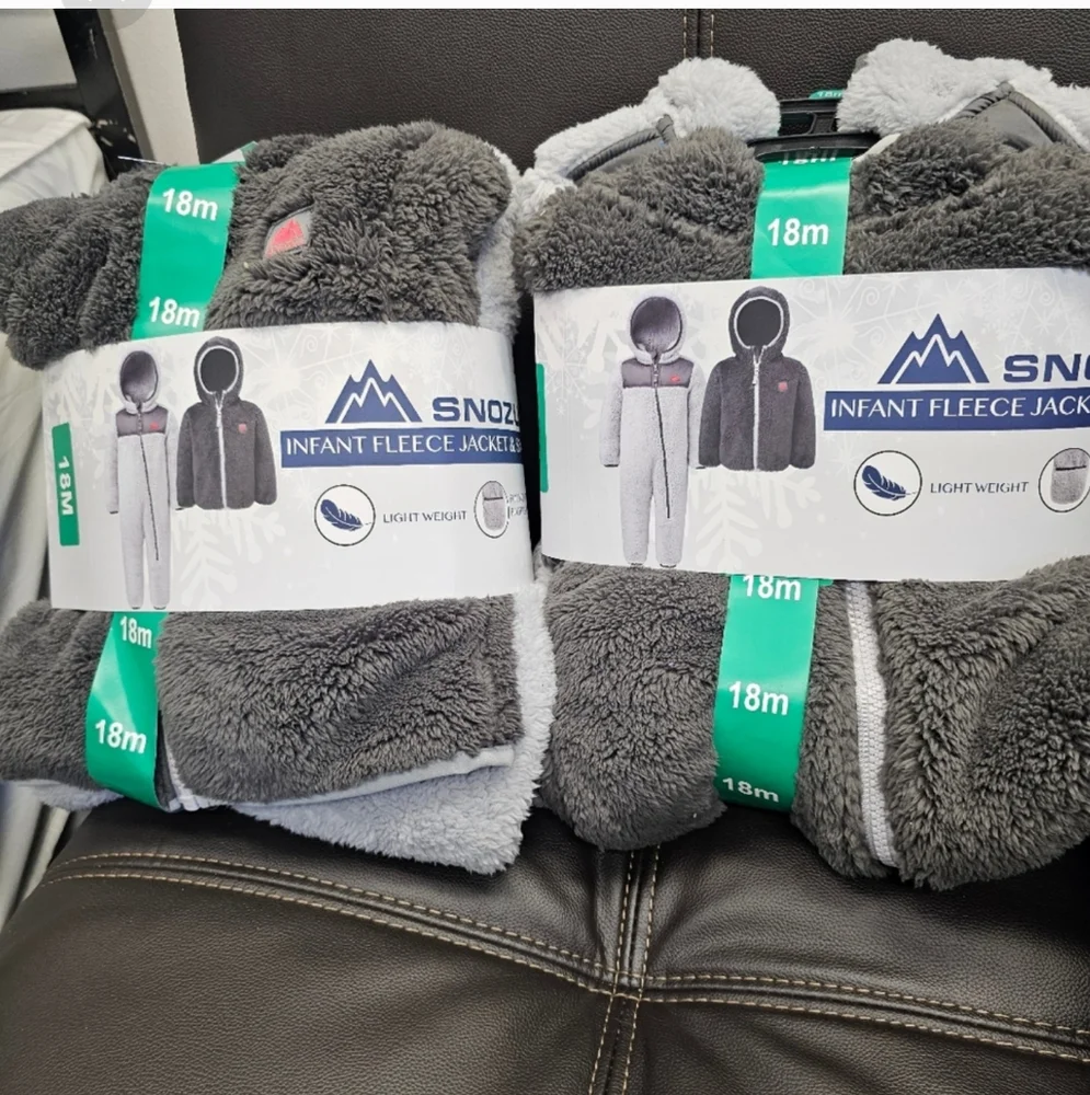 Snozu Infant 2-2-piece Fleece Sets bundle, nwt grey/dark charcoal nwt